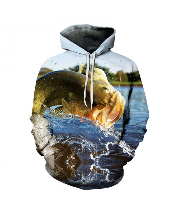 Fish Playing 3D Printed Men Pullover Sweatshirt Clothing for Men Custom Pullover Hoodie 2019 Streetwear Sweatshirt