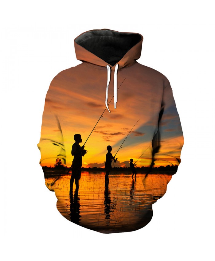 Fish Style Beach Best Friend Fun Hooded Sweatshirt 3D Pullover Men Women Casual Pullover Sportswear