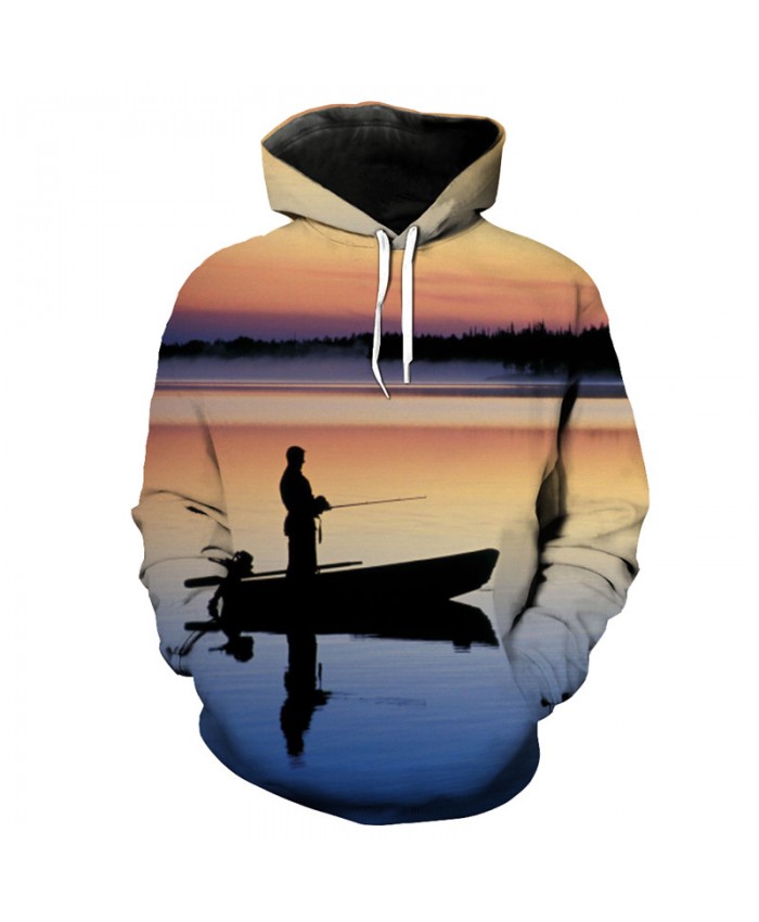 Fish Style Dusk Angler Casual Hooded Sweatshirt Fashion pullover Men Women Casual Pullover Sportswear