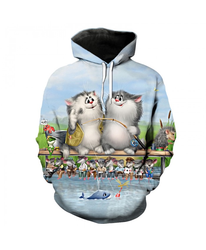 Fish series casual hoodie fashion cute 3D hooded pullover Men Women Casual Pullover Sportswear