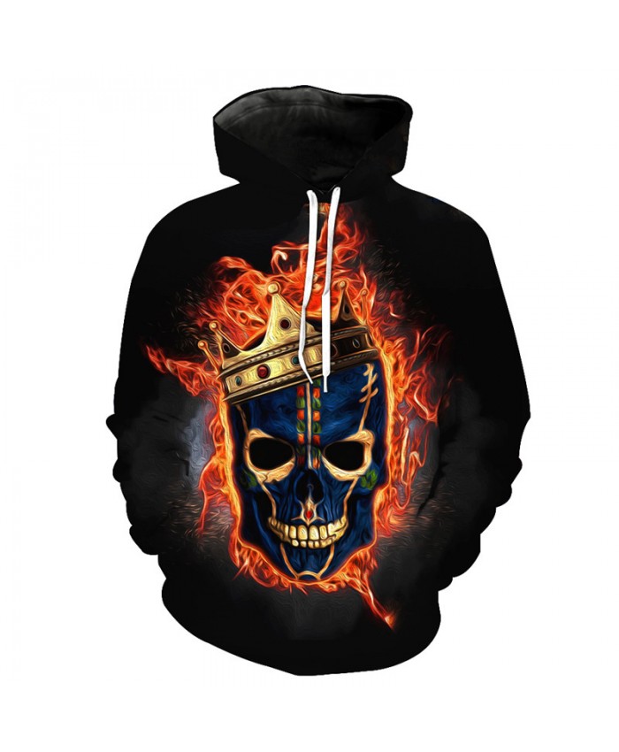 Flame-neutral Hooded Pullover Crown Skull Fashion Sweatshirts Tracksuit Pullover Hooded Sweatshirt
