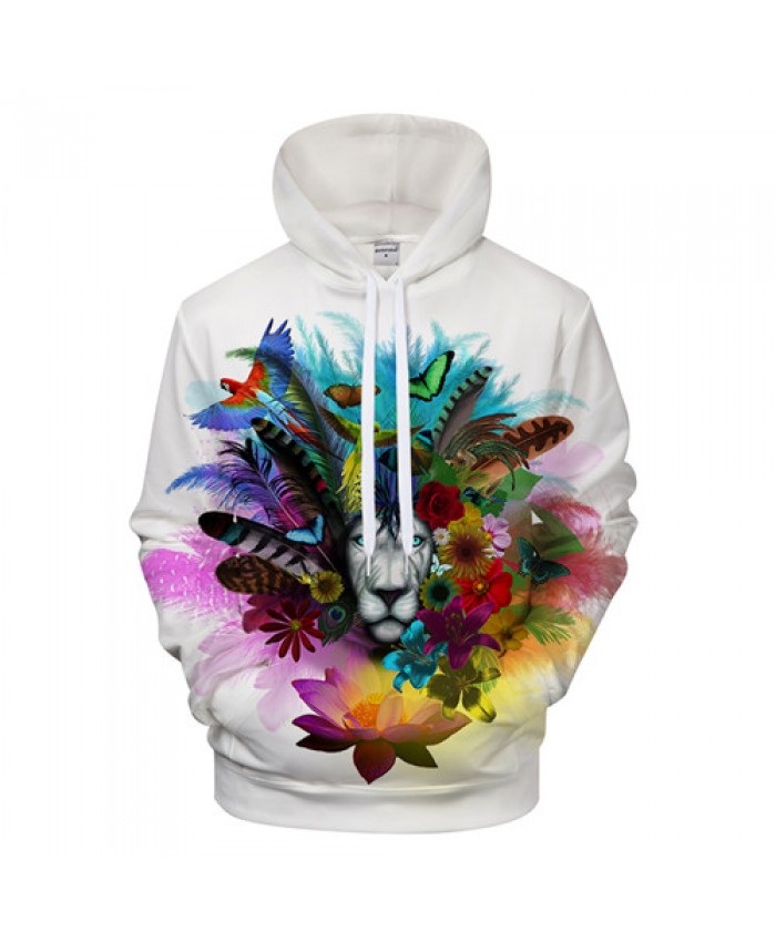 Flower Lion Hoodies Sweatshirts Men Hoodie Brand Hoodie Autumn Pullover Fashion Tracksuits Animal Novelty Streetwear Male Coats