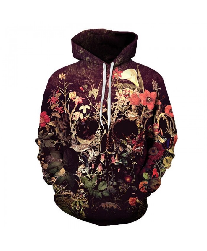 Flower Skull By ALI Artist Unisex Hoodie 3D Print Sweatshirts Pullover Harajuku Mens Hoody Casual Streetwear Autumn Male Coat