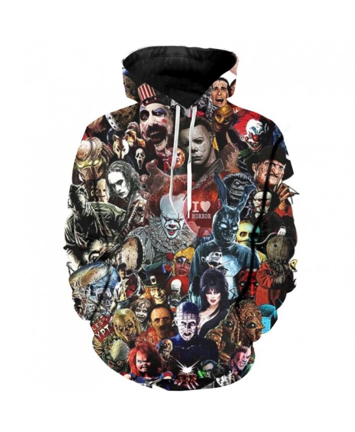 Freddy Jason Murderers Horror Movies 3D Printed Hoodies Men / Women Plus Size Hooded Sweatshirts Spring Casual Polluver
