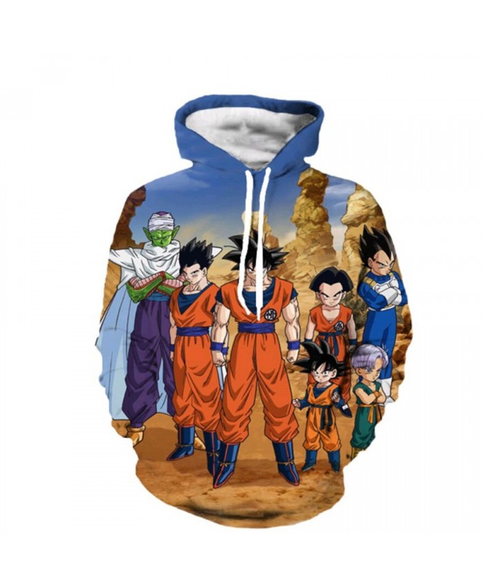 Free shipping Classic anime Dragon Ball Z 3D Men Women Hooded Sweatshirt Goku/Vegeta /Piccolo Printed casual Crewneck Hoodies