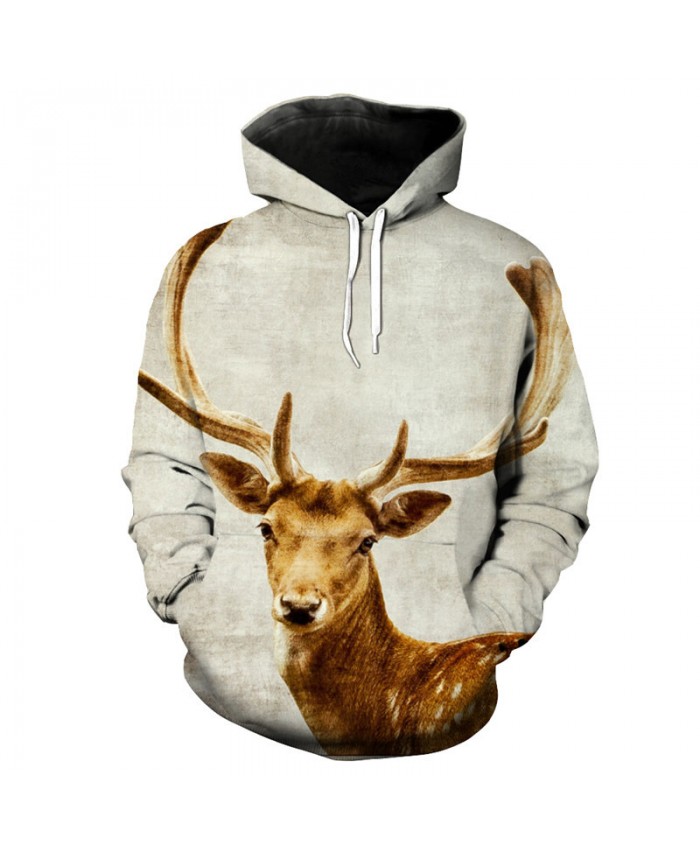 Fun 3d deer print fashion hooded sweatshirt Casual sportswear