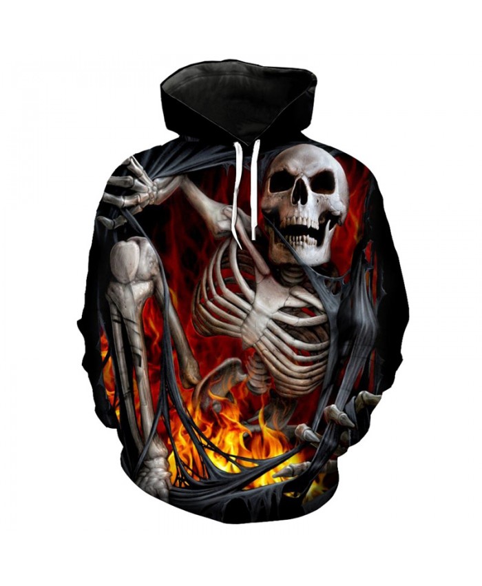 Fun 3d skull printed fashion men's hooded sweatshirt hip hop streetwear pullover Tracksuit Pullover Hooded Sweatshirt