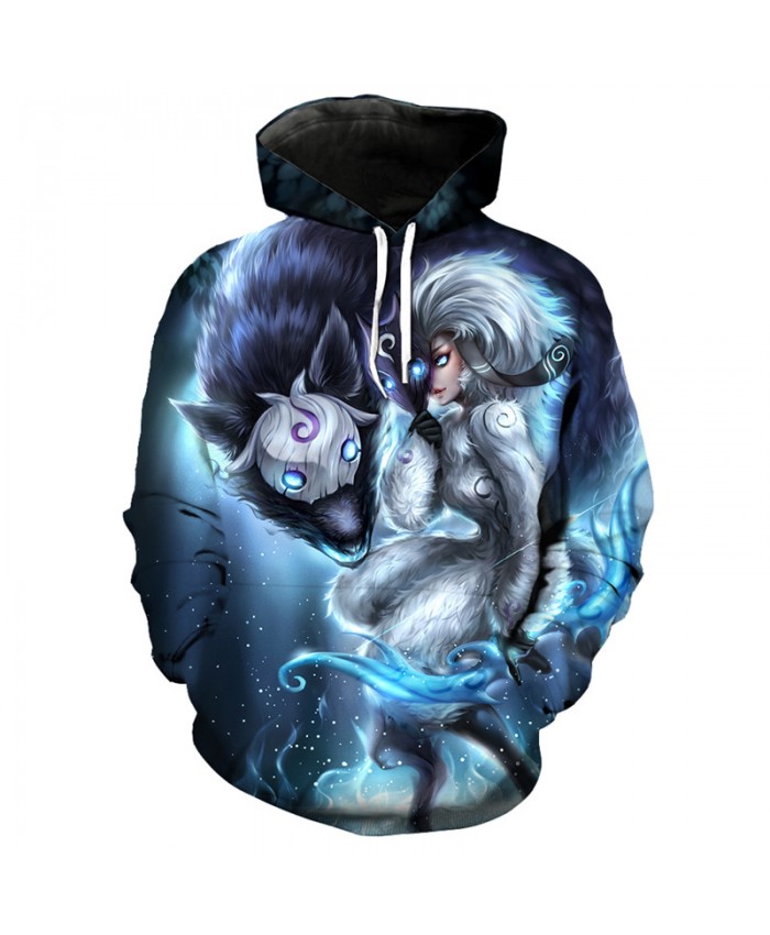 Fun Anime Wolf Knight Print Fashion 3D Hooded Sweatshirt Pullover Men Women Casual Pullover Sportswear