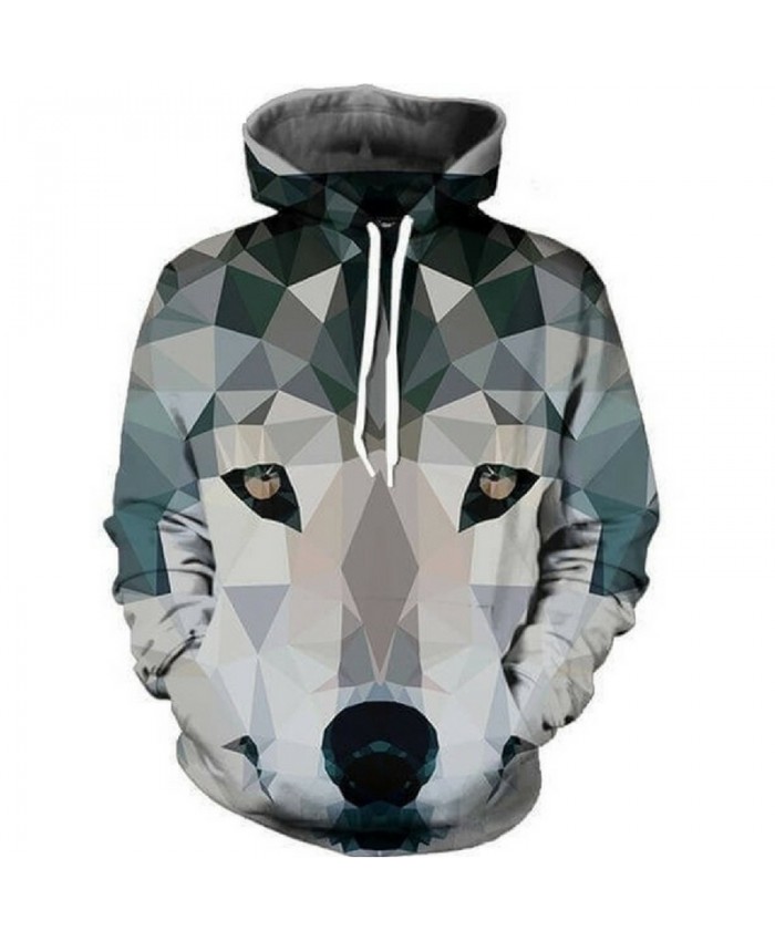 Fun Plaid Wolf Printed Men Women Hooded Sweatshirt Men Women Casual Pullover Sportswear