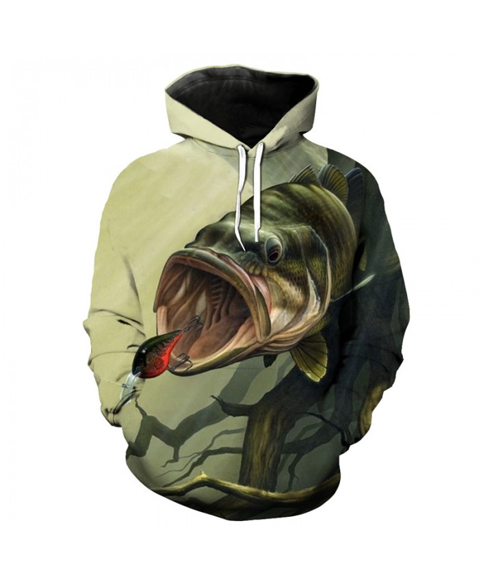 Fun river eating hook fish print fashion 3D hooded sweatshirt sportswear Men Women Casual Pullover Sportswear