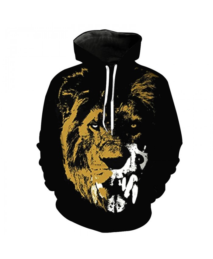 Funny Broken Mouth Lion Prints Black Hooded Sweatshirt Autumn Fashion Hoodies Casual Hoodie Autumn Tracksuit Pullover Hooded Sweatshirt