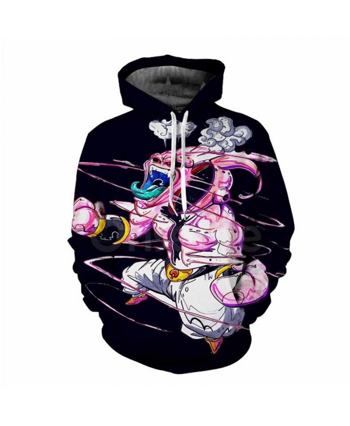 Funny Cartoon Hoodies Dragon Ball Z Super Saiyan Majin Buu 3D All Over Print Pullover casual hooded sweatshirt