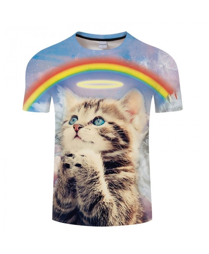 Funny Cat Print T shirt Men Animal tshirt Summer Casual Short Sleeve Unisex Fashion Top Rainbow Pullovers Drop Ship