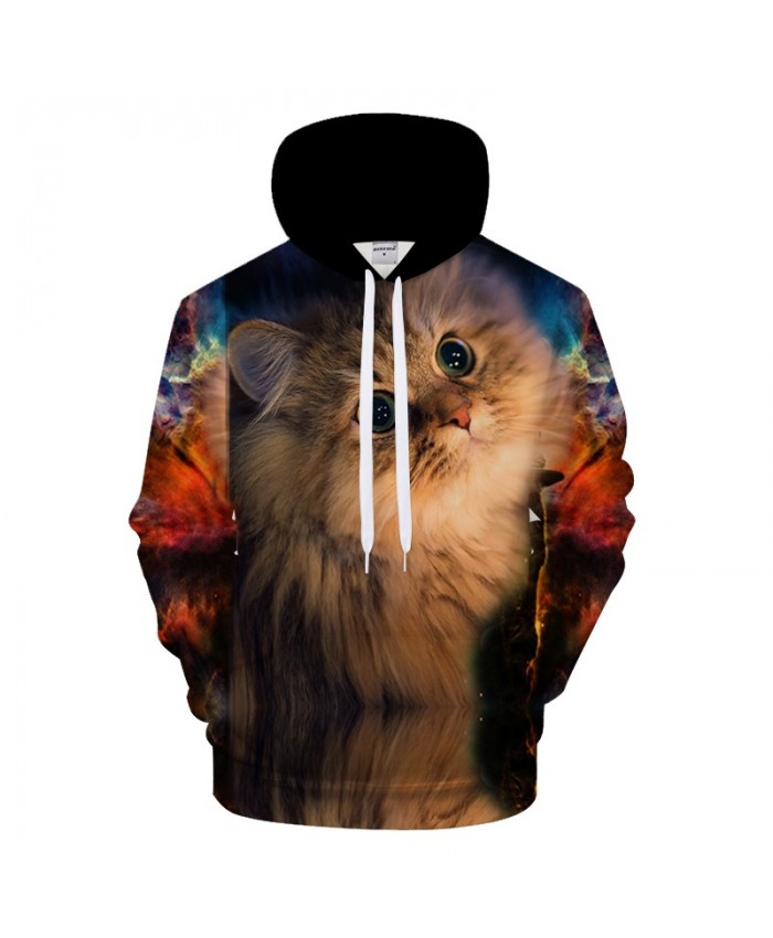 Galaxy Cat Printed Hoodies Street Style Mens Hoody Pullover Autumn Men Clothing Sweatshirts 2021 Drop Ship