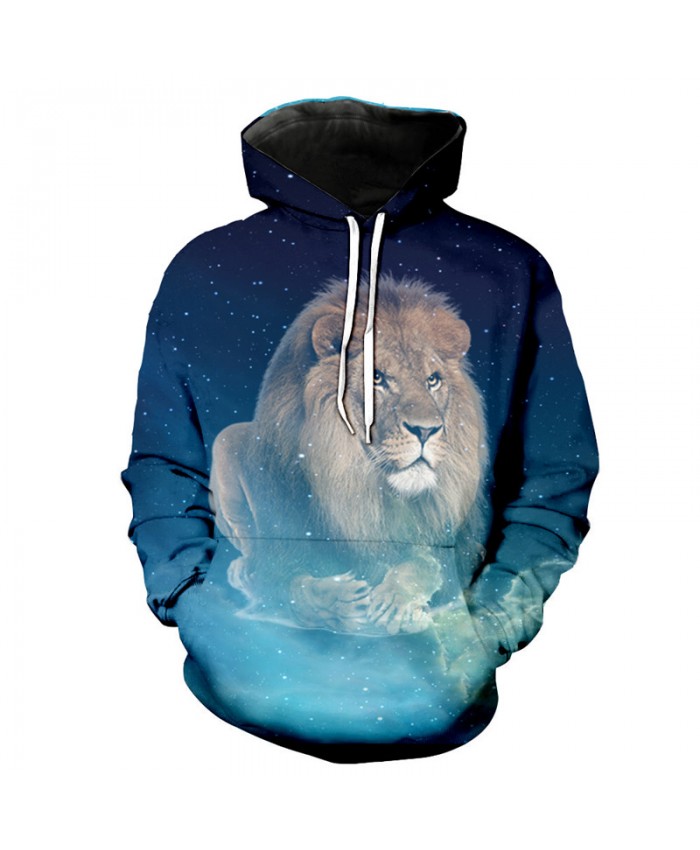 Galaxy Lion Print Neutral hooded sweatshirt Casual Hoodie Autumn Tracksuit Pullover Hooded Sweatshirt