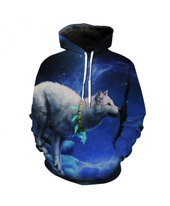Galaxy Wanders Wolf Hooded Sweatshirt Neutral Hoodies Men Women Casual Pullover Sportswear