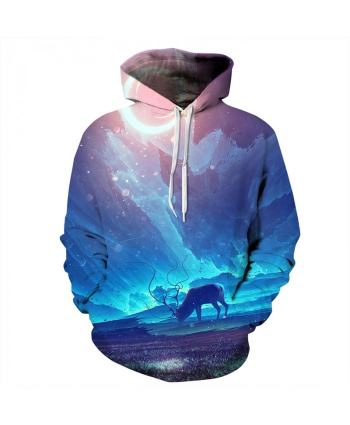 Galaxy deer Hoodies Men Women 3D Sweatshirts Autumn Winter Hooded Jackets Plus size Quality Outwear Male Coat Brand Printed