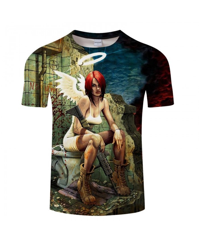 Girl Holding A Hand Grab Anime Game 3D Print tshirt Men tshirt Summer Casual Short Sleeve Male O-neck Drop Ship