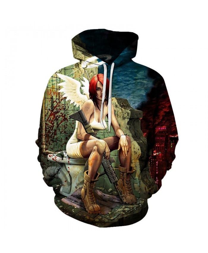 Girl With A Gun Men Pullover Sweatshirt Clothing for Mens Custom Pullover Hoodie Streetwear Sweatshirt Casual Hoodie