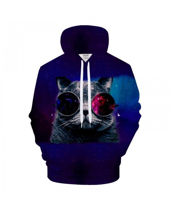 Glasses Cat Hoodies Printed Hoody Men Women Sweatshirt 3D Pullover Funny Tracksuit Cartoon Hooded Streatwear DropShip