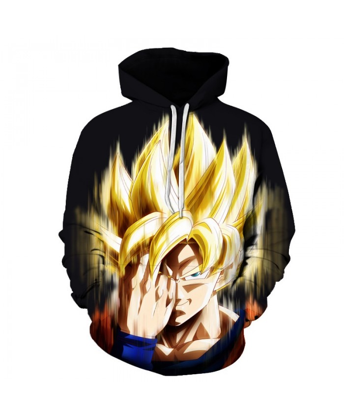 Golden Hair Black Hoodie Men Women 3D Print Hoodies Dragon Ball Sweatshirts Pullover Goku Tracksuit Band Cartoon Coat DropShip