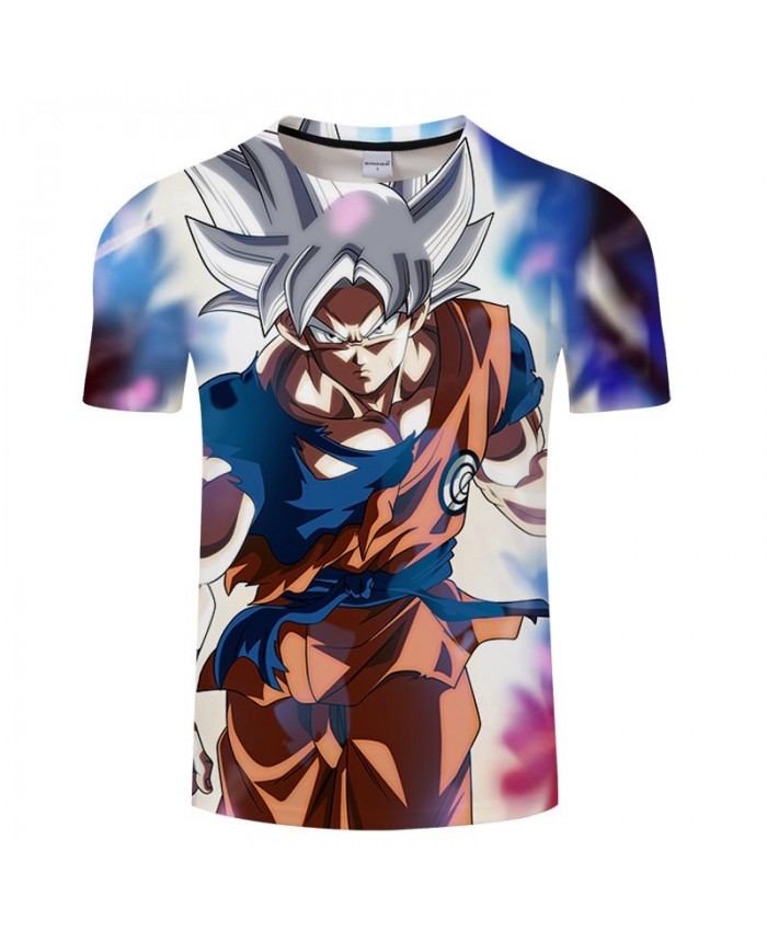 Gray Hair Cartoon Goku Dragon Ball 3D Print Men tshirt Anime Casual Short Sleeve Male Quick Dry O-neck Drop Ship