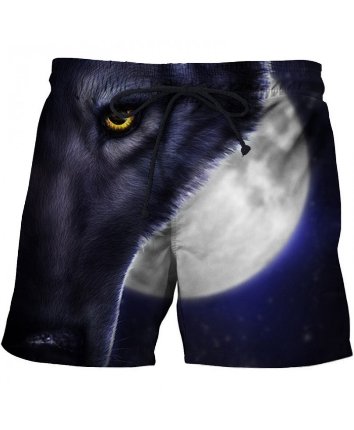 Great White Moon 3D Print By Khalia Artist Men Beach Short Casual Men Stone Print Beach Shorts Summer Male Beachwear