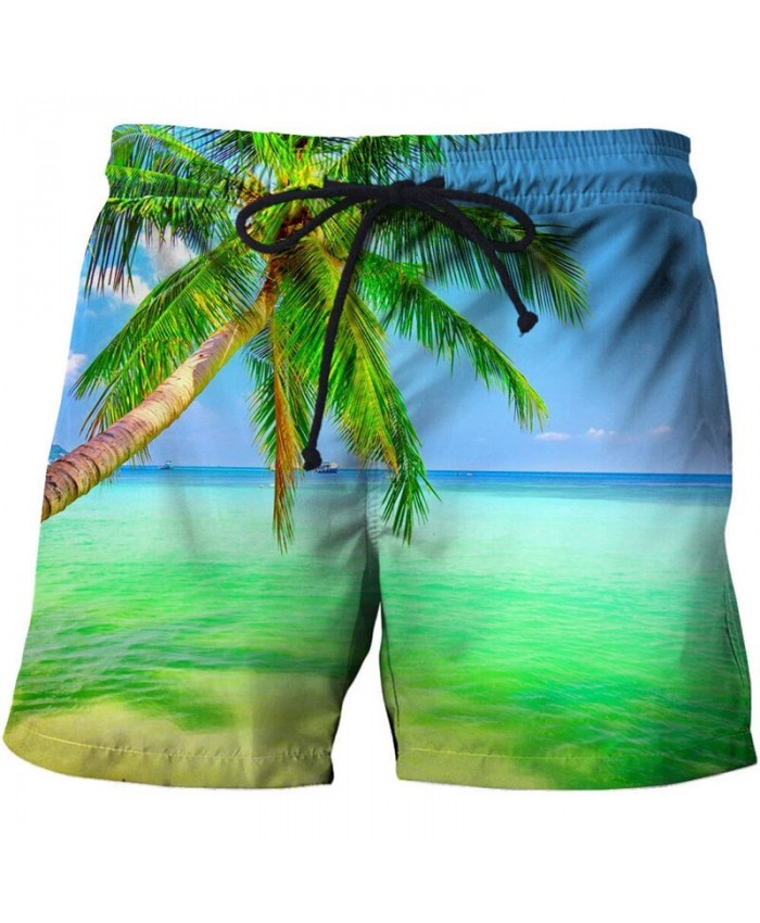 Green Palm Tree Men Board Short 3D Print Men Short Casual Summer Cool Men Elastic Waist Male Fitness Short Drop Ship