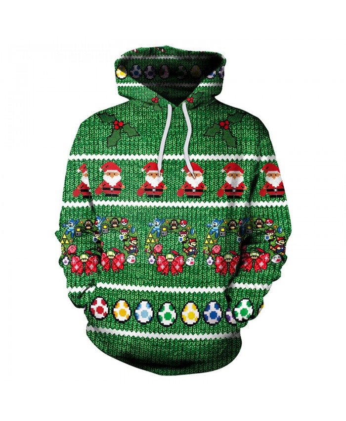 Green Santa Claus Christmas Sweater Unisex Men Women Vacation Santa Elf Pullover Funny Sweaters Tops Autumn Winter Clothing