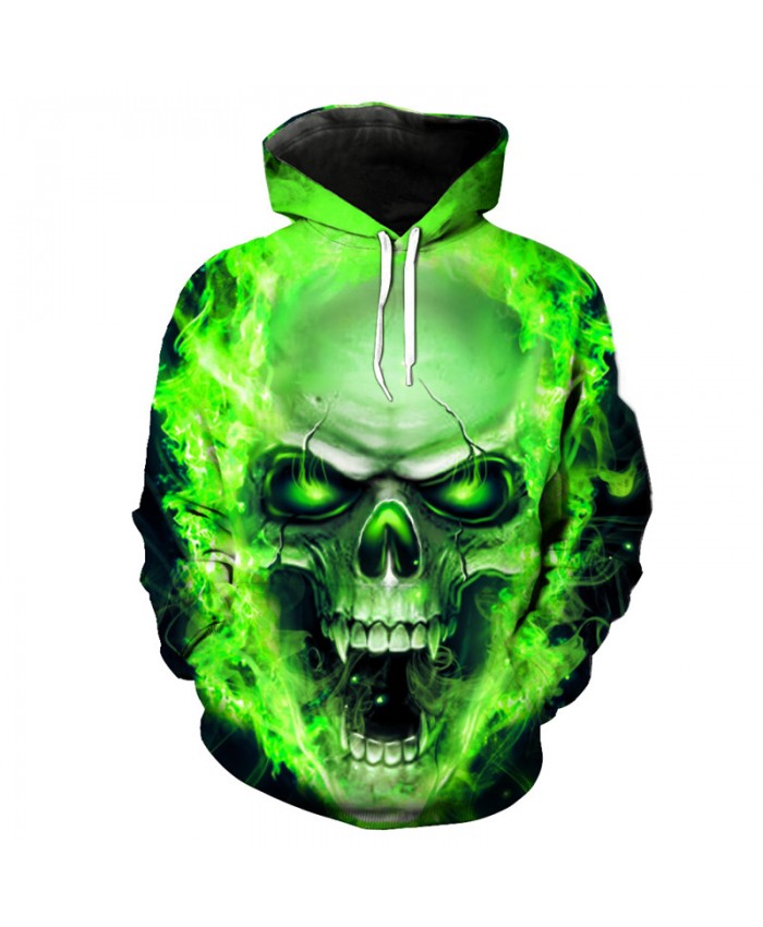 Green Skull Head Hoodie New 2021 Men's Sweatshirts Street Hip hop Pullover Tracksuit Pullover Hooded Sweatshirt