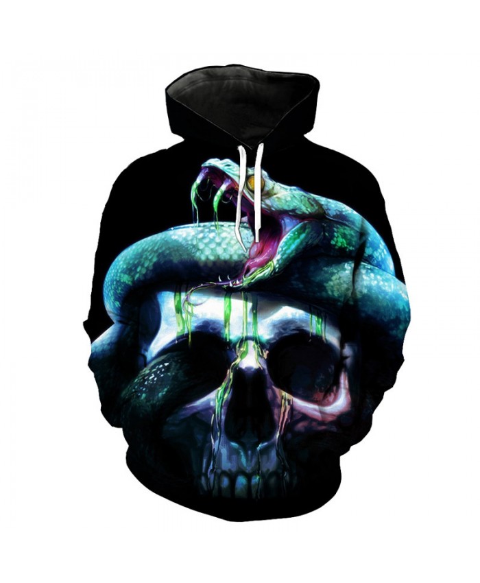 Green Snake Skull Print Men's 3D Hooded Sweatshirt Streetwear Latest Pullover Tracksuit Pullover Hooded Sweatshirt