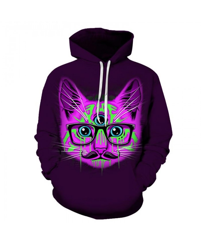 Green Tears Cat 3D Printed Mens Pullover Sweatshirt Pullover Casual Hoodie Men Streetwear Sweatshirt Clothes Hoodie