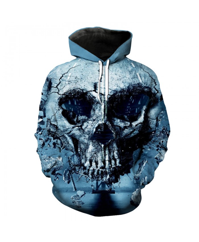 Grim Reaper Damaged Street Skull Print Funny Hooded pullover Tracksuit Pullover Hooded Sweatshirt