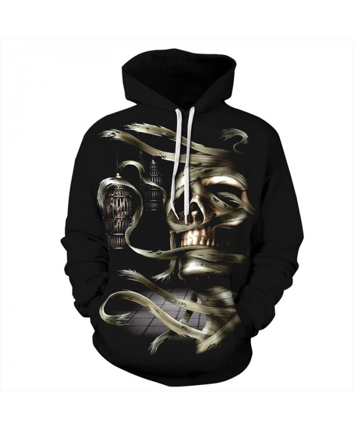 Halloween Style Winding Skull Neutral Hooded Sweatshirt