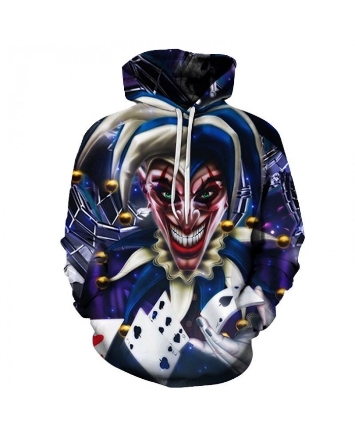 Hand Holding Playing Cards Clown 3D Print Men Pullover Sweatshirt Clothing for Men Custom Pullover Hoodie Streetwear