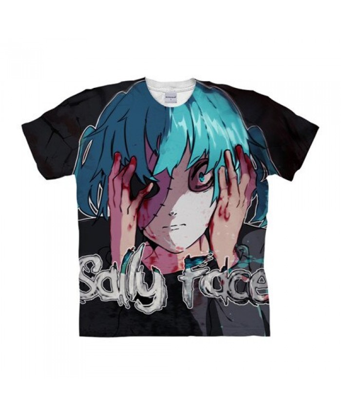 Hands Covered With Blood Sally Face 3D Print Men tshirt Crossfit Shirt Casual Short Sleeve Male tshirt Men Tops&Tee