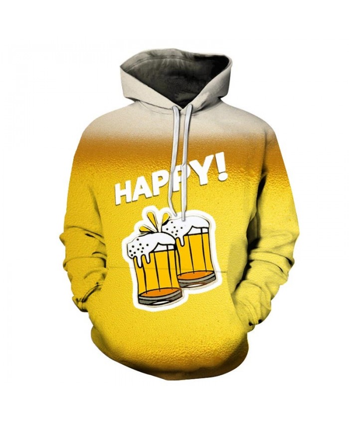 Happy Beer 3D Print Men Pullover Sweatshirt Pullover Hoodie Casual Hoodies Fashion Men Hoodie Streetwear Sweatshirt