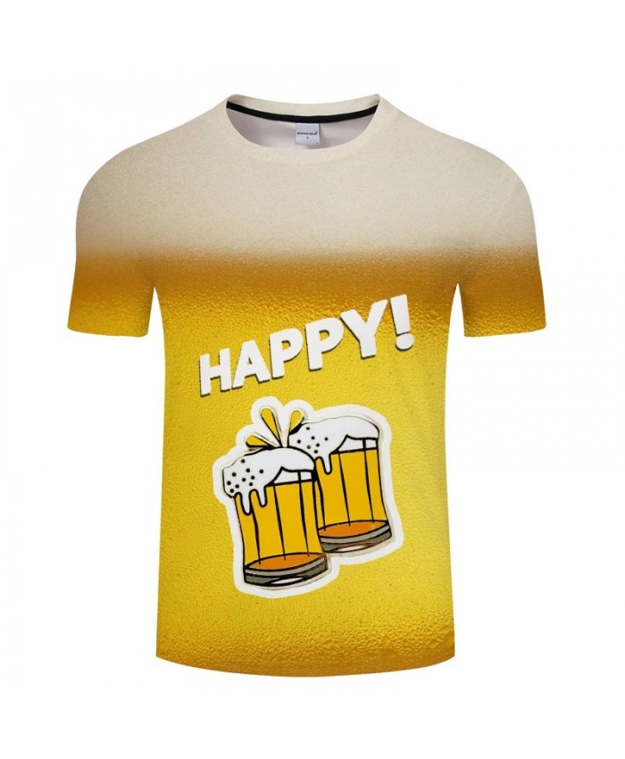 Happy Beer 3D Printed Men tshirt Crossfit Shirt Casual Summer Short Sleeve Male tshirt Brand Men Round Neck Loose
