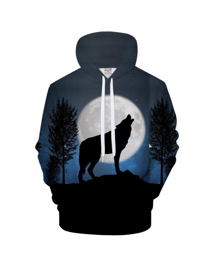 Harajuku Hoodies Wolf Hoody Men Sweatshirts 3D Pullover Funny Tracksuit Autumn Coat Streatwear Hip Hop Moon Drop Ship