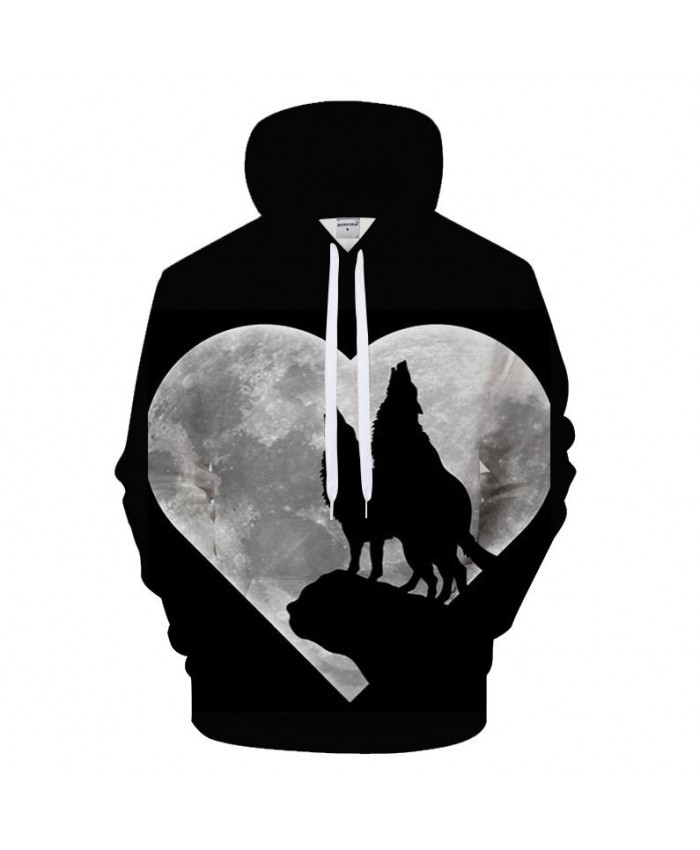 Heart Moon Hoodies Wolf Hoody Men Women Sweatshirts Funny Tracksuit 3D Pullover Harajuku Coat Streetwear Drop Ship