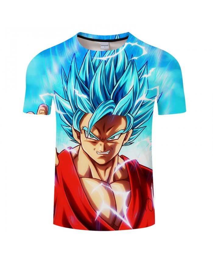Hit Color Dragon Ball 3D Print Summer Anime Short Sleeve Boy Tops&Tee Tshirts Camiseta Muscle Blue 2021 Drop Ship