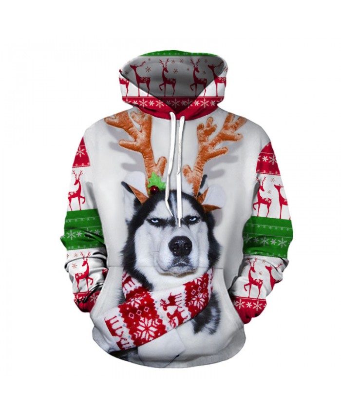 Husky wants a Christmas present Christmas Hoodies 3D Sweatshirts Men Women Hoodie Print Couple Tracksuit Hooded Hoody Clothing