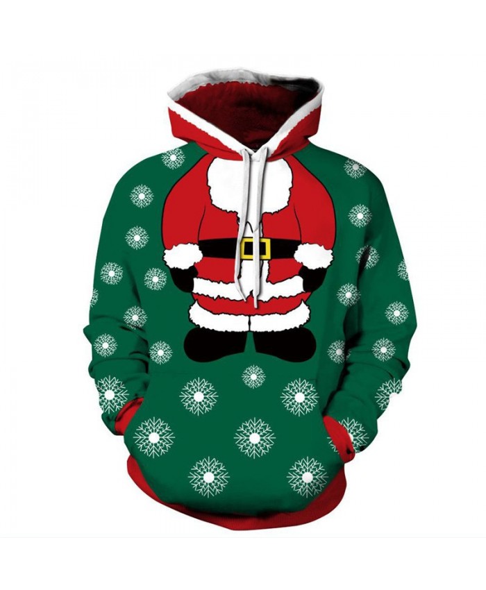 Mens Hooded Creative Digital Print Christmas Pattern Pullover Casual Sweatshirt Hoodies