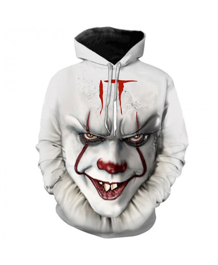 IT Chapter Two 3D Printed Hooded Sweatshirts Funny Clown Thriller Terrorist Movie Pullover Men Hip Hop Casual Oversized Hoodies