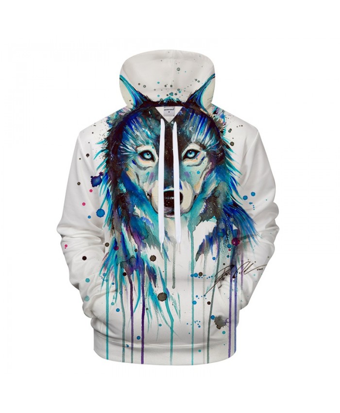 Ice Wolf by Pixie cold Art Hoodies Men Sweatshirts 3D Wolf Printed Pullover Hooded Tracksuits Brand Coat Drop Ship