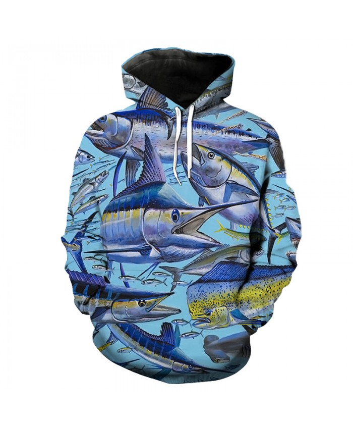 Intensive swordfish print 3D hooded sweatshirt fish series leisure pullover Men Women Casual Pullover Sportswear