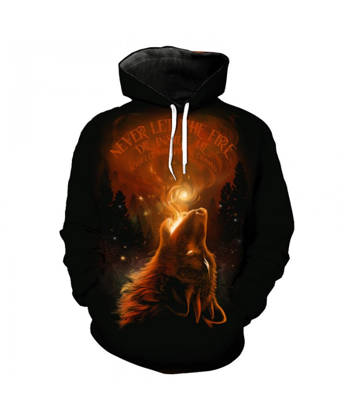Jet Flame Wolf Men's Hooded Sportswear Men Women Sweatshirts Tracksuit Pullover Hooded Sweatshirt