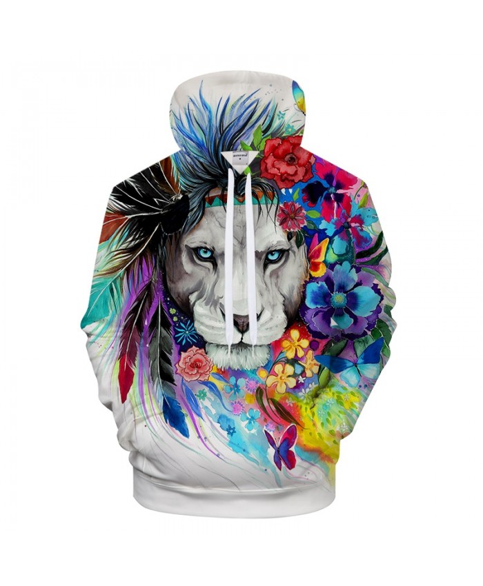 King of the lion by Pixie cold Art 3D Animal Hoodies Men Sweatshirts Brand Tracksuits Casual Pullover Unisex Hoodie