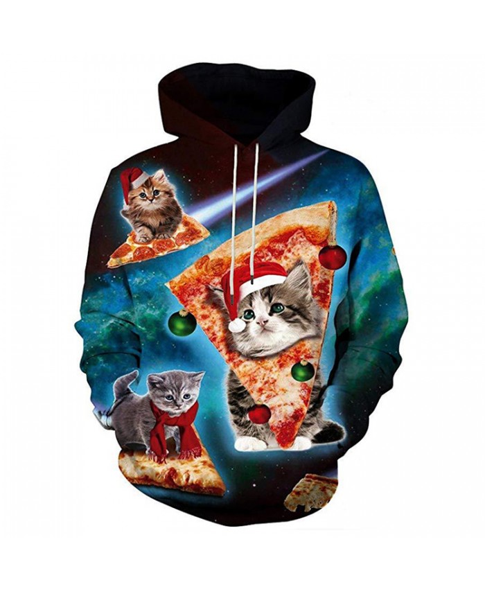 Kitten Wants Christmas Pizza Hoodies 3D Sweatshirts Men Women Hoodie Print Couple Tracksuit Hooded Hoody Clothing