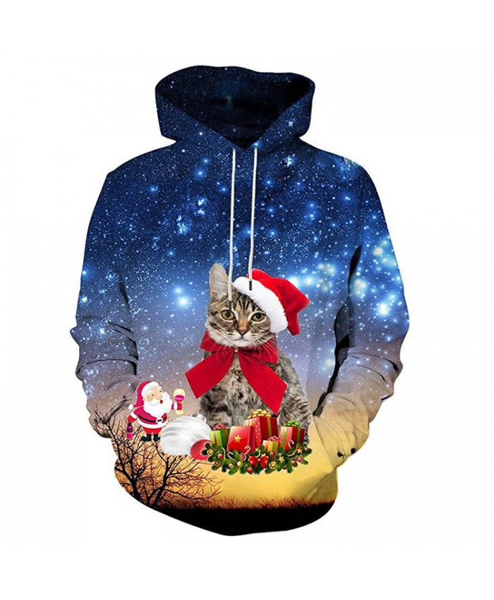 Kitten has a lot of Christmas presents Hoodies 3D Sweatshirts Men Women Hoodie Print Couple Tracksuit Hooded Hoody Clothing